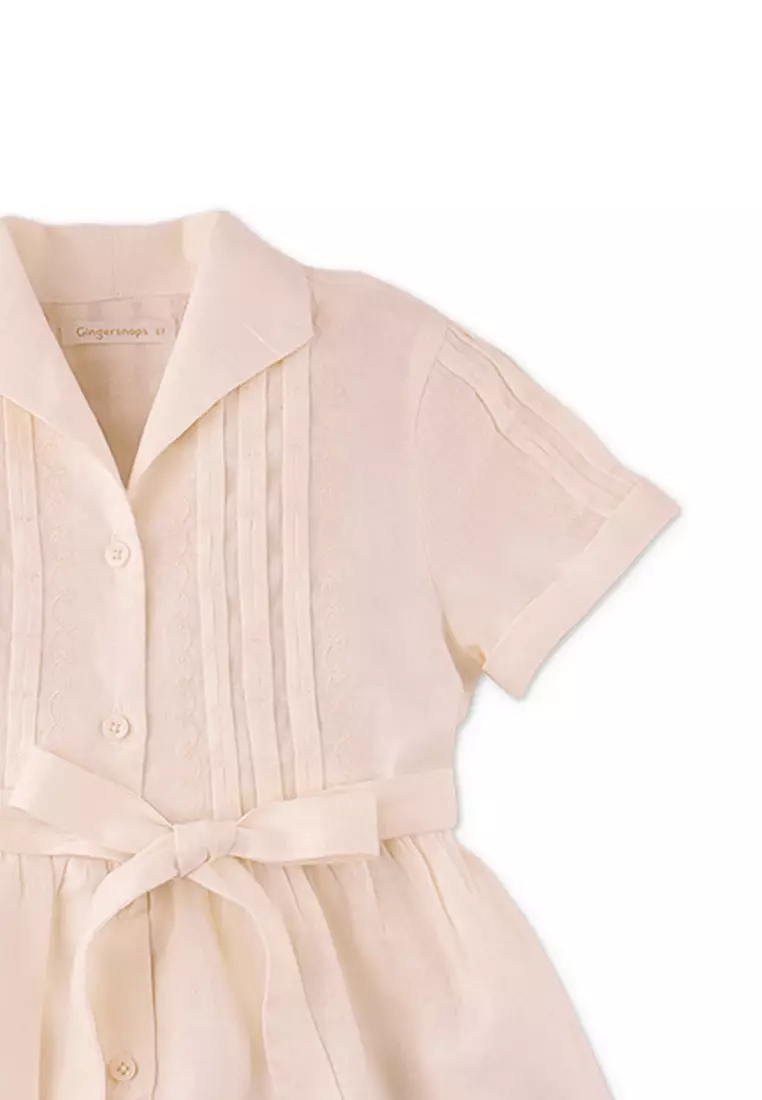 Girls Vera Pintuck Dress With Embroidered Details