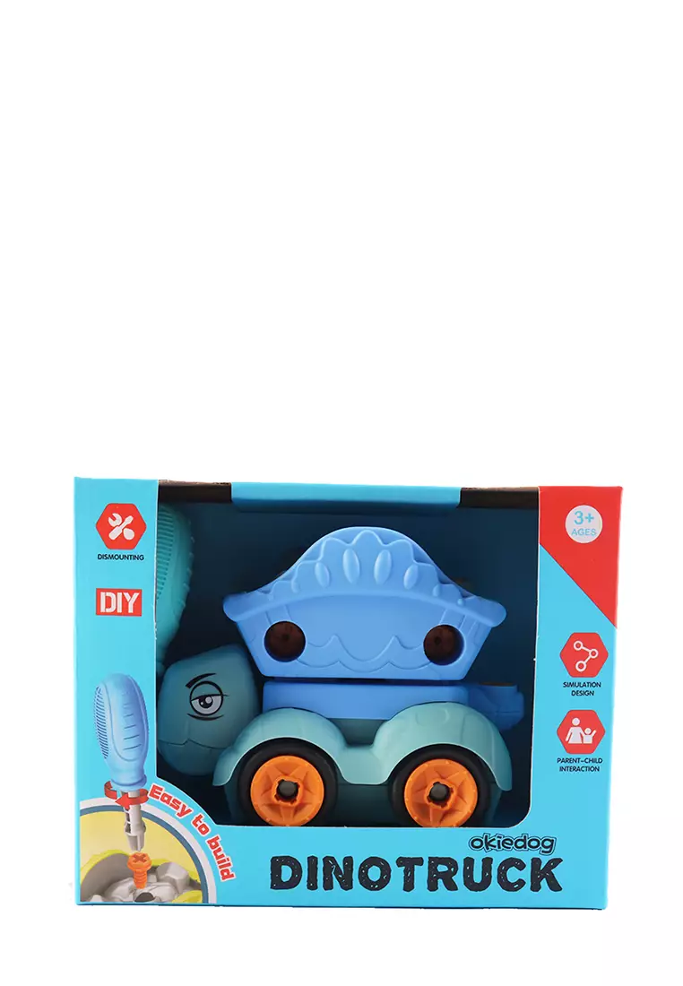 Okiedog Dino Truck Dump Truck BLUE - mainan bongkar pasang anak