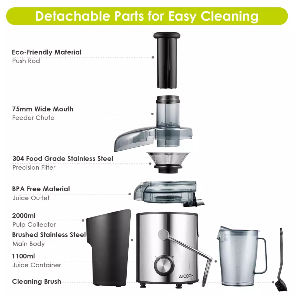 Buy Aicook Aicook 800W 75mm Extra Large Feed Chute GS332 Powerful Ultra