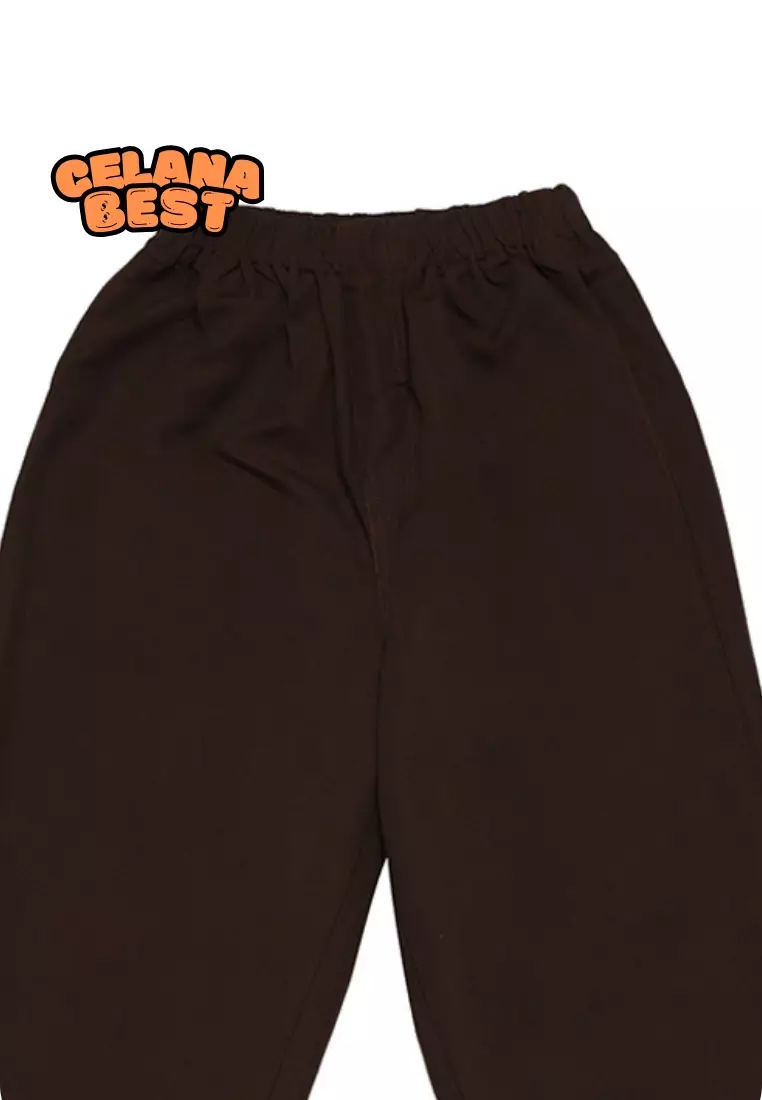 Celana Panjang Katun Best Koin putih Coklat - (Dark Brown)