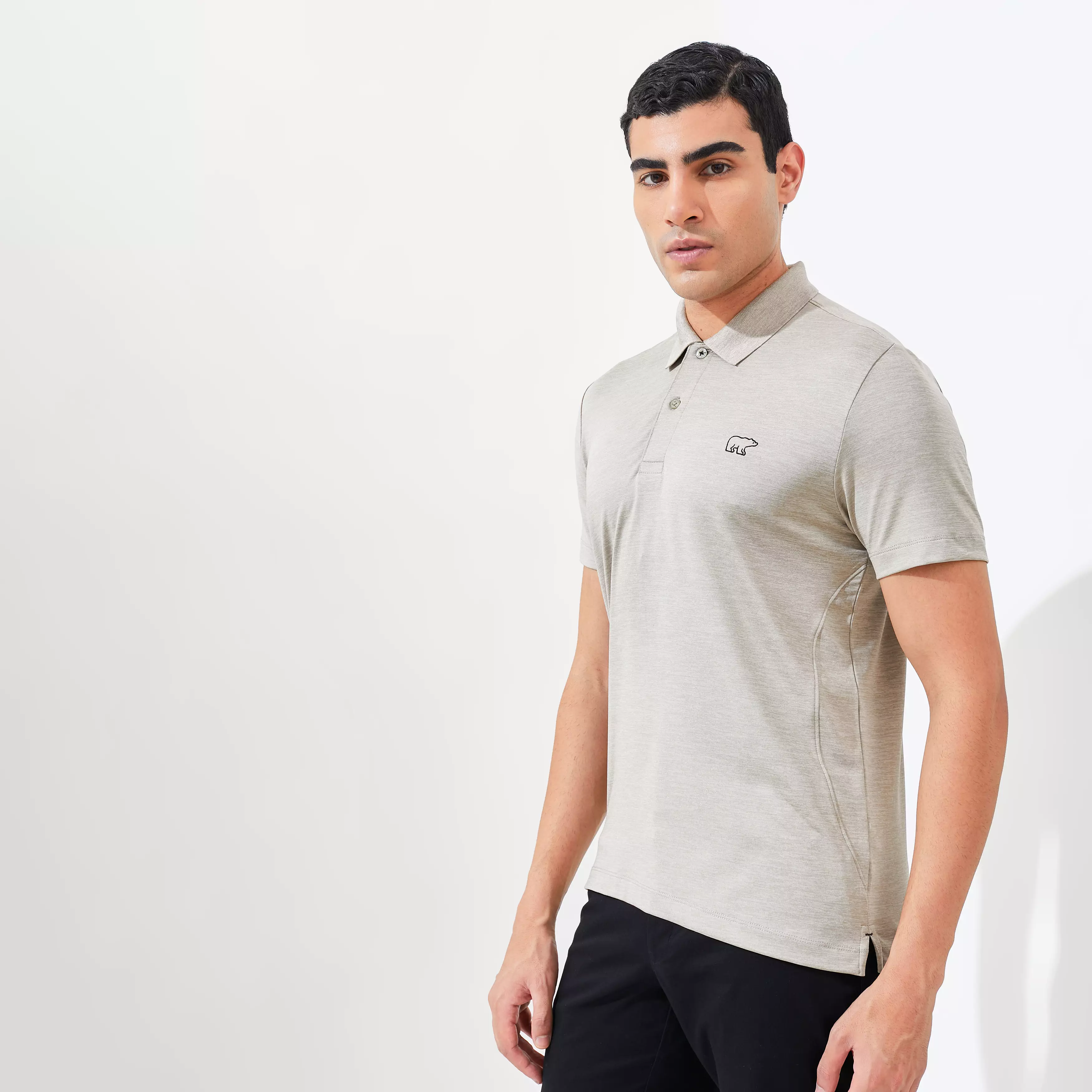 Jack Nicklaus Clever Polo Shirt Pria Slim Fit Sponge Khaki Colour Sponge Khaki