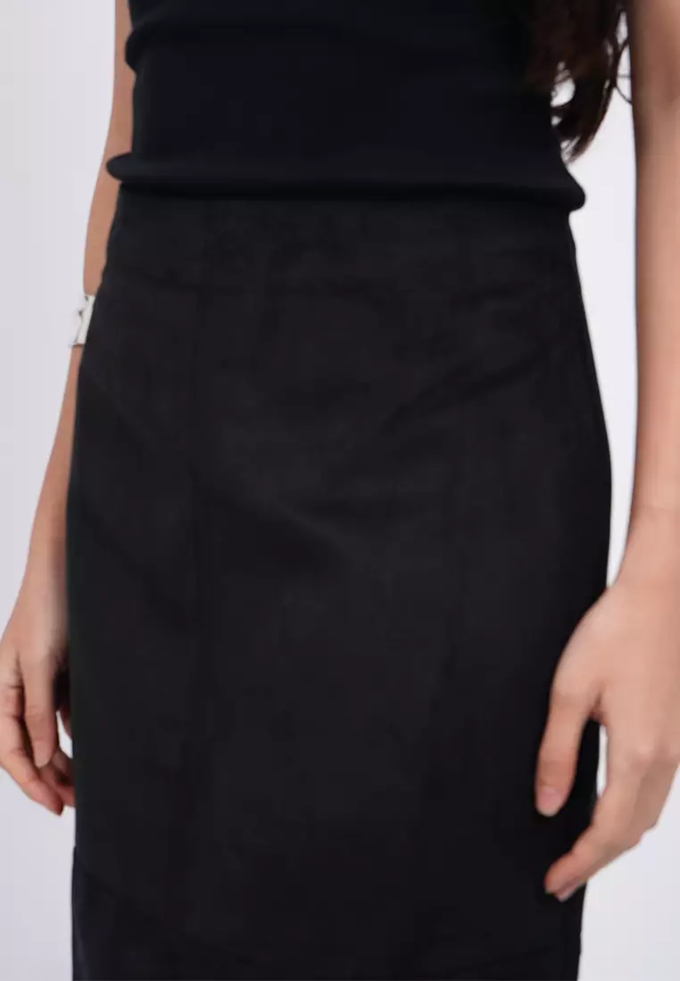 Textured A-Line Midi Skirt