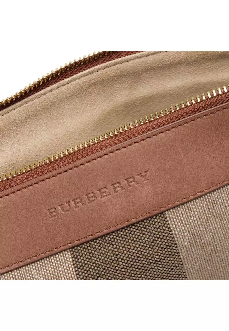 Pre-Loved Burberry Mega Check Canvas Clutch