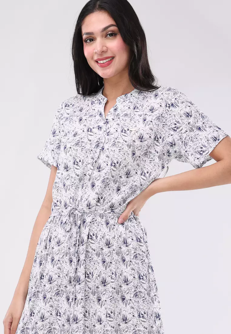 Woven Printed Soft Linen Short Sleeve Dress