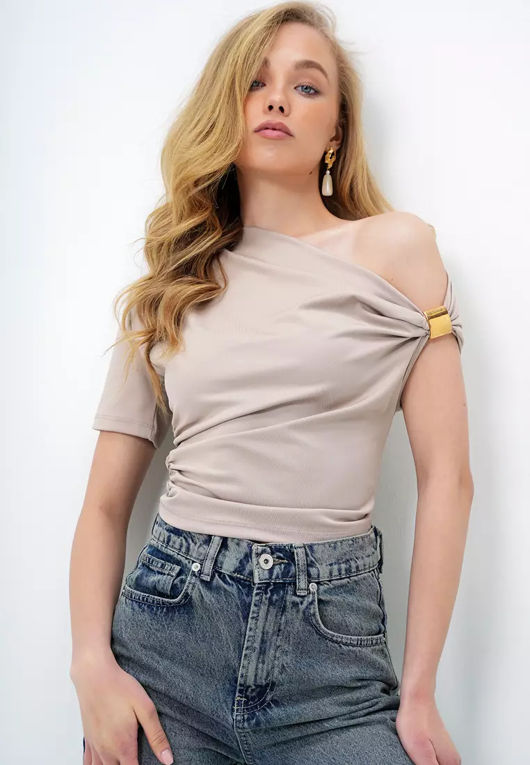 Asymmetrical Ruched Blouse