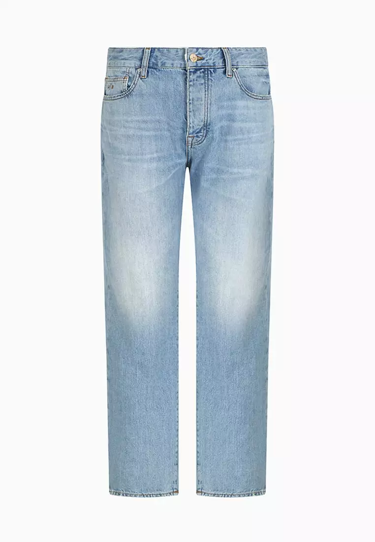 J71 Carrot Fit Jeans In Stone Washed Cotton Denim