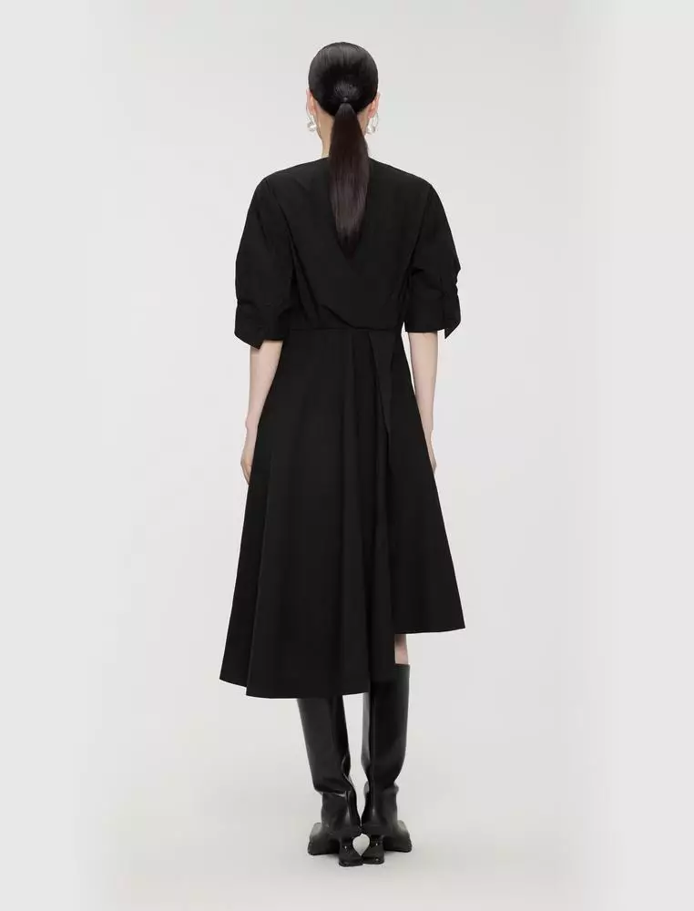 V-Neck Long Short Sleeve Dress