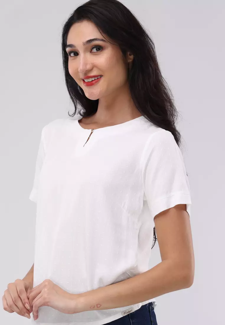 Short Slv. Roundneck Blouse