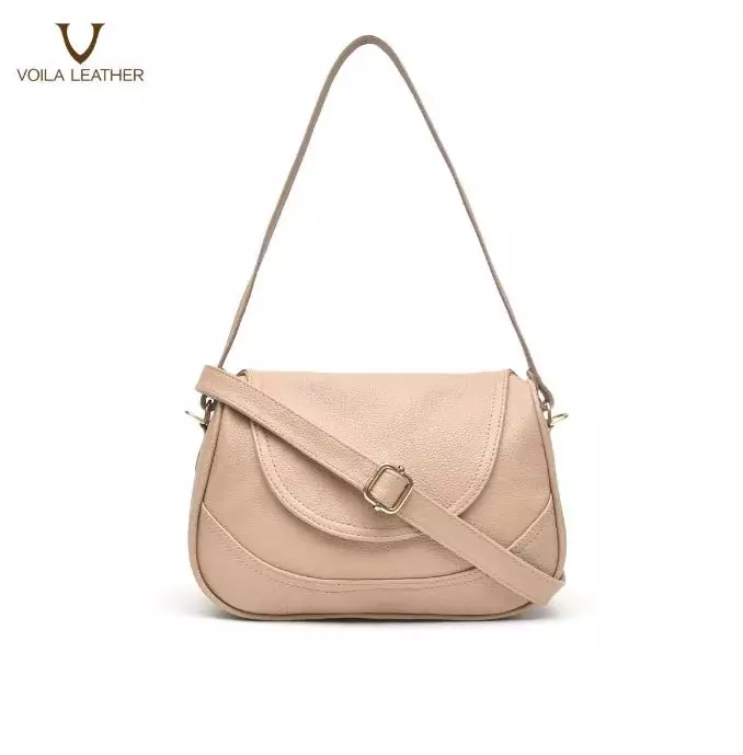 Medium Tote Selempang Kulit Asli Voila Elisa Nude