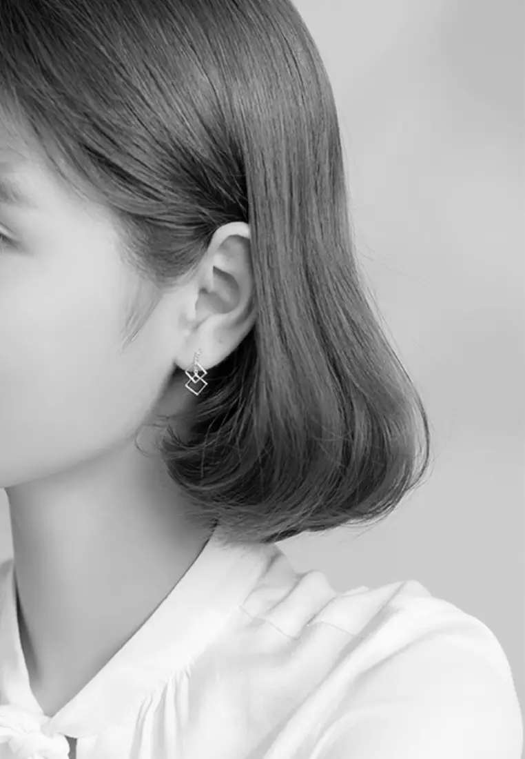 925 Silver Geometric Drop Earrings JW AR-G1488