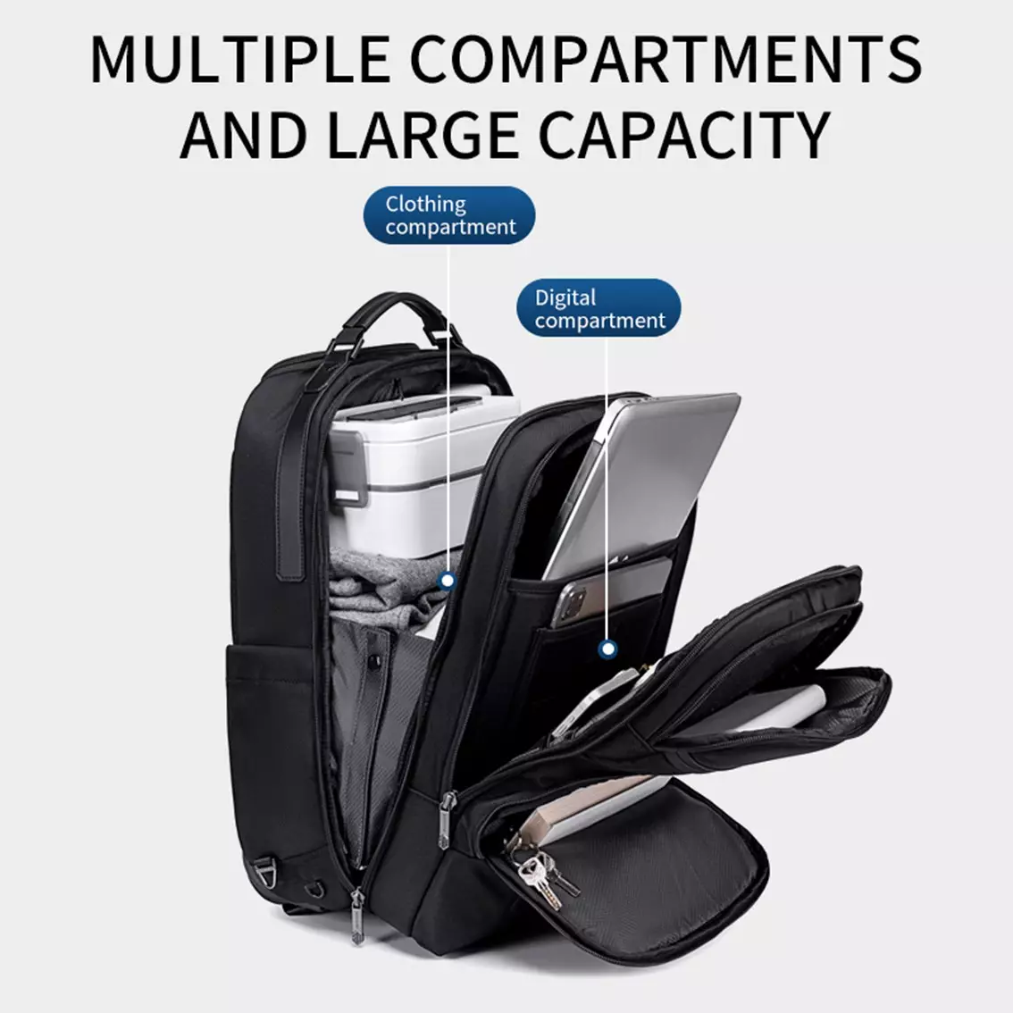 Arctic Hunter LG00656-1 Tas Ransel Semi Koper Backpack Bag Laptop USB With Wheels- Black