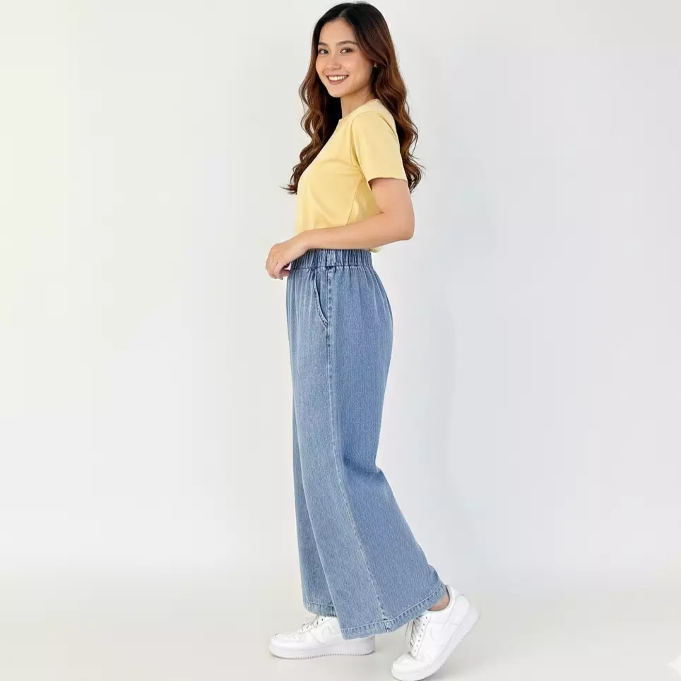 Celana Panjang Wanita - Kelly Wide Denim Pants