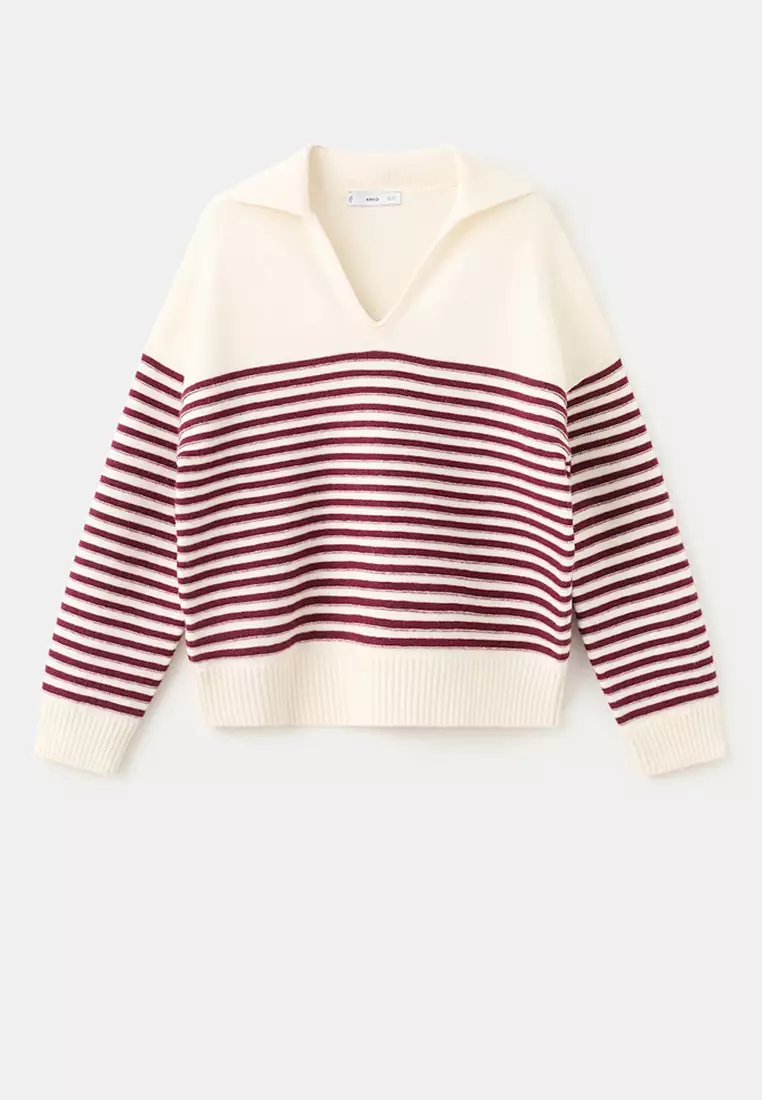 Striped Polo-Neck Sweater