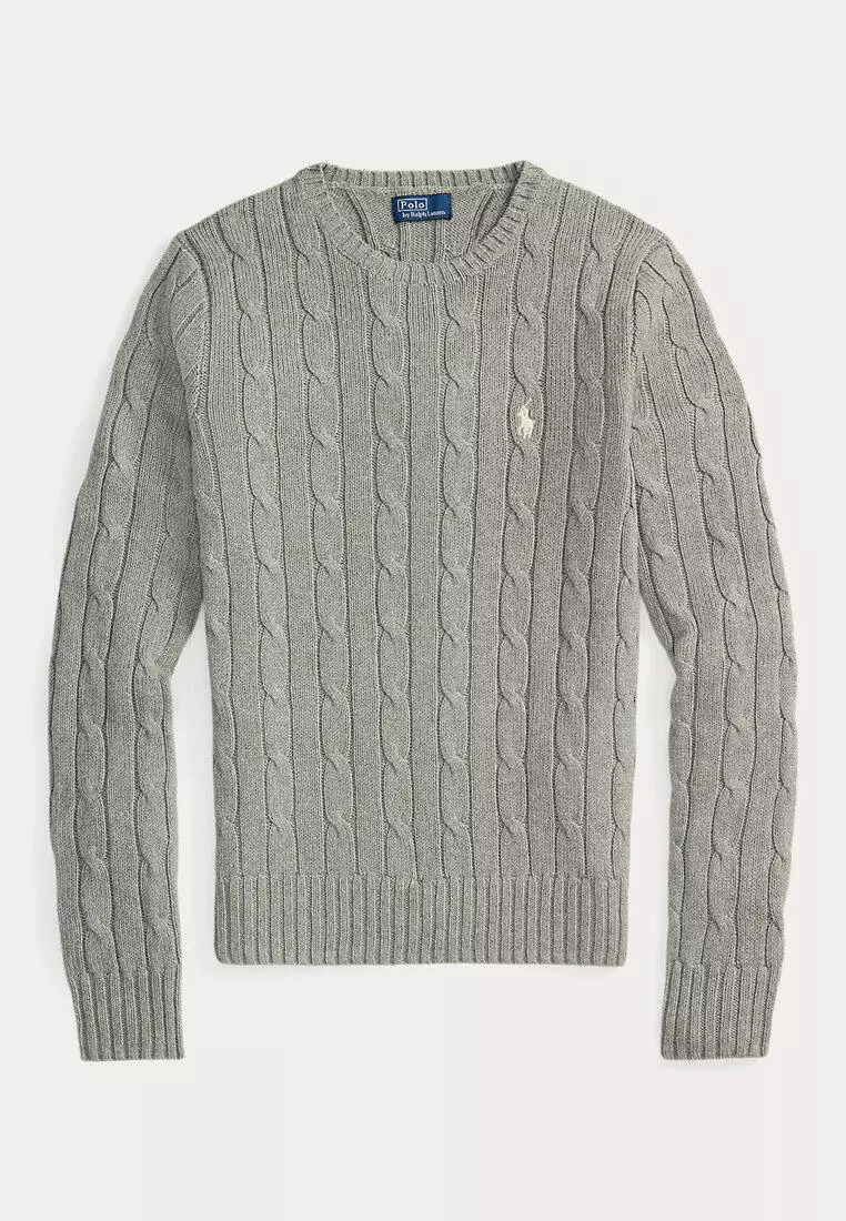 Cable-Knit Cotton Crewneck Sweater
