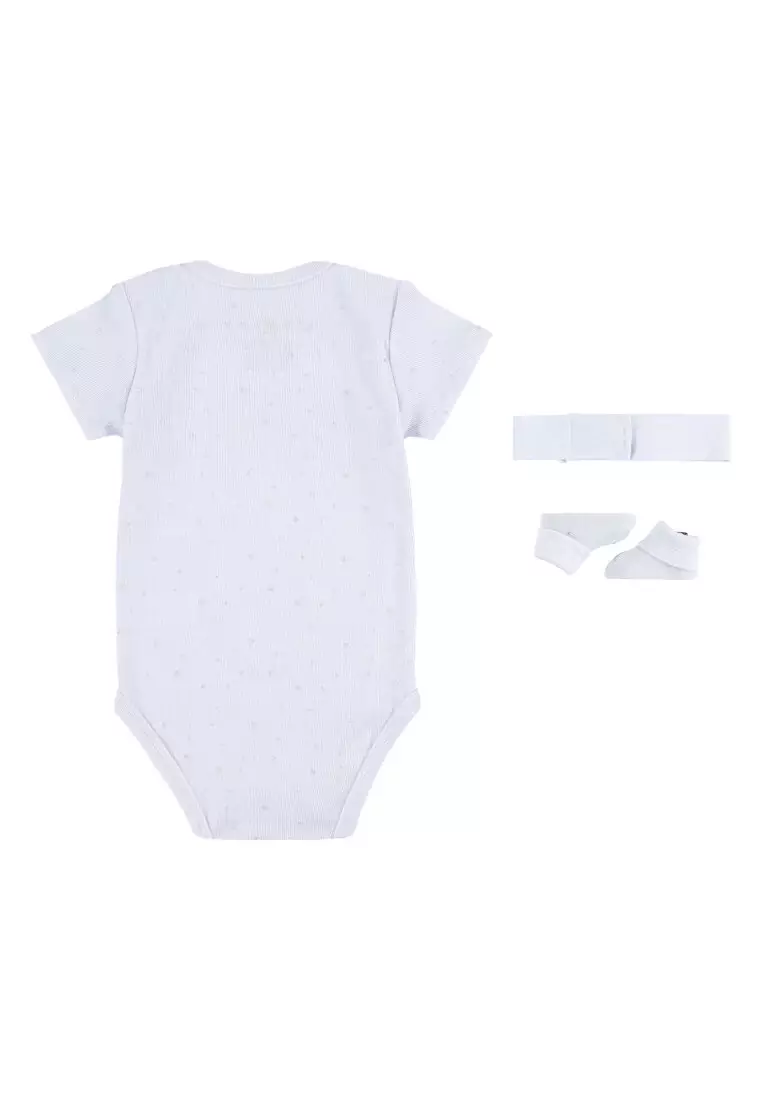 Girls 3-Piece 1st Baby Blue Bodysuit, Headband & Booties Gift Set (Newborn)