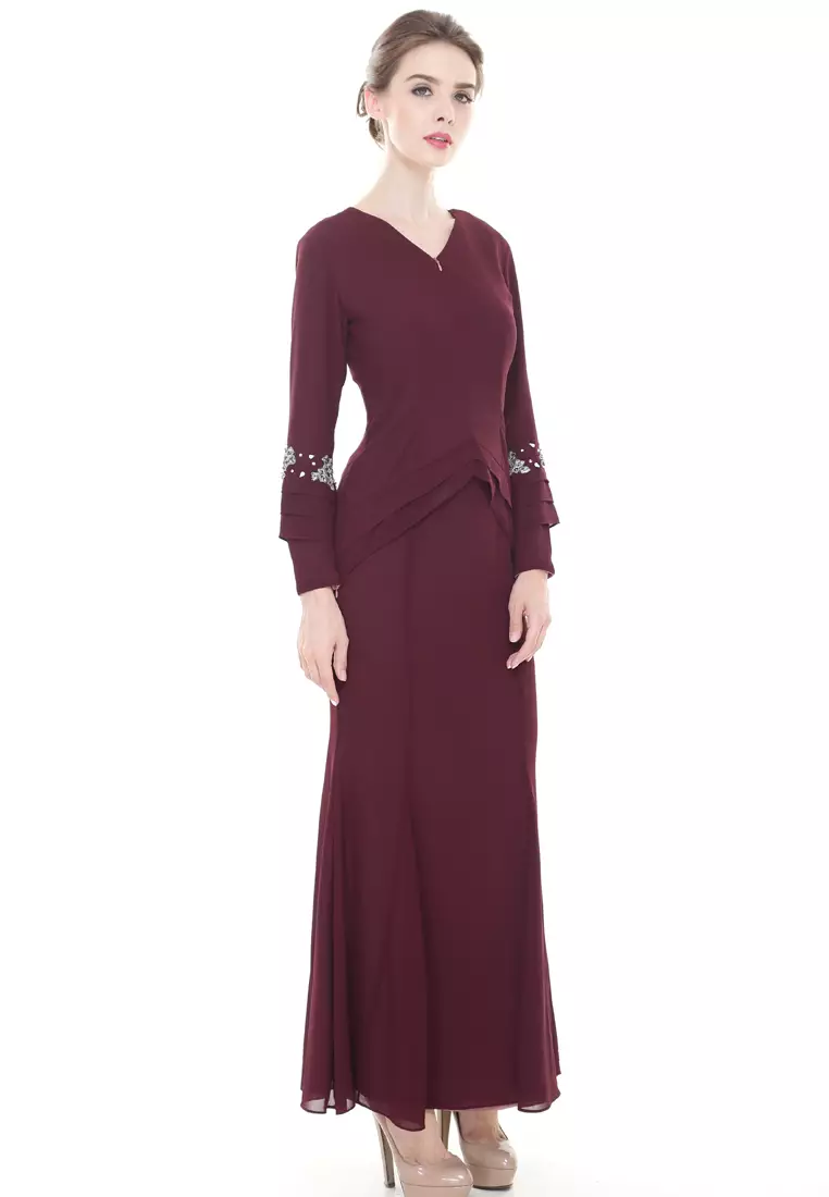 Ivory Kebaya Modern in Dark Purple