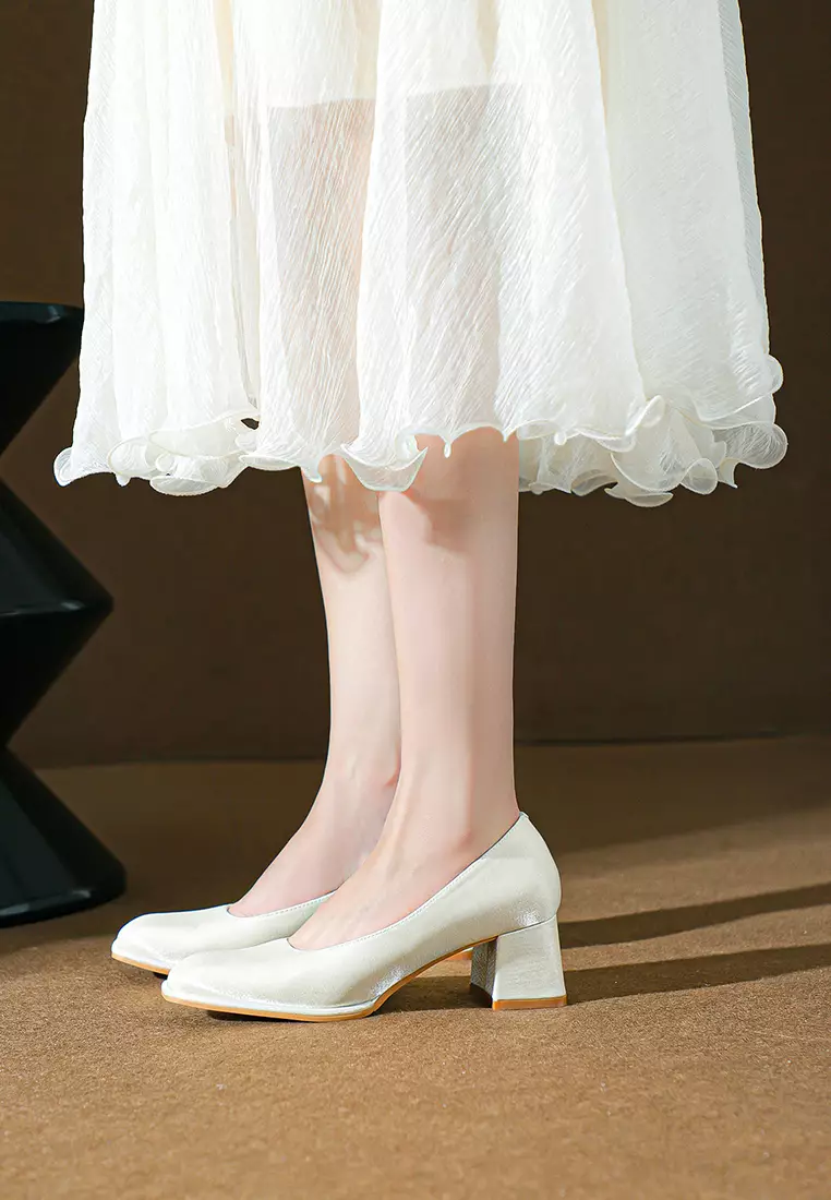 5CM 方頭綢緞高跟鞋 BY599-1