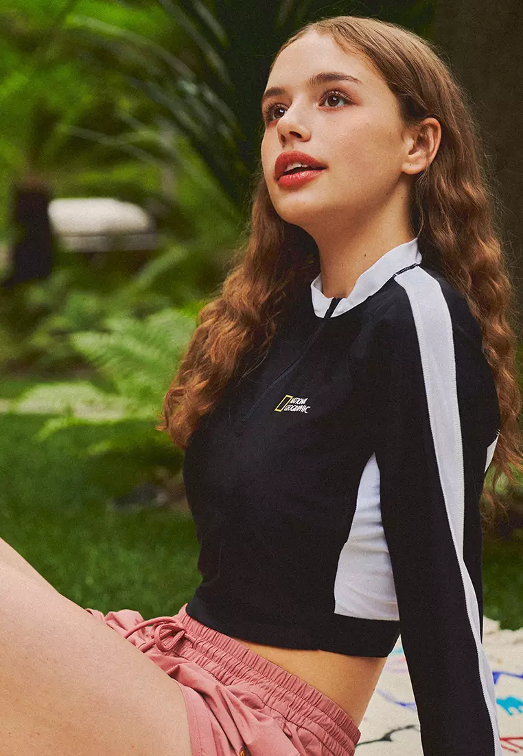 Women’s Color Block Cropped Half Zip Up Rashguard