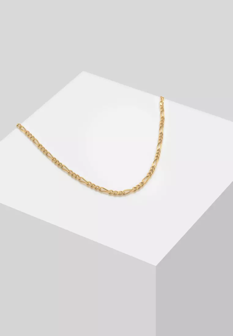 EXCLUSIVE Kalung Perhiasan Perak 925 Pria Figaro Chain Gold Plated