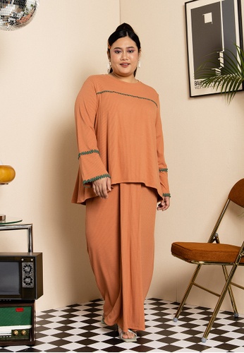 Lubna orange Plus Size Knit Dahlia Co-Ord Set 9898BAA5DD4603GS_1