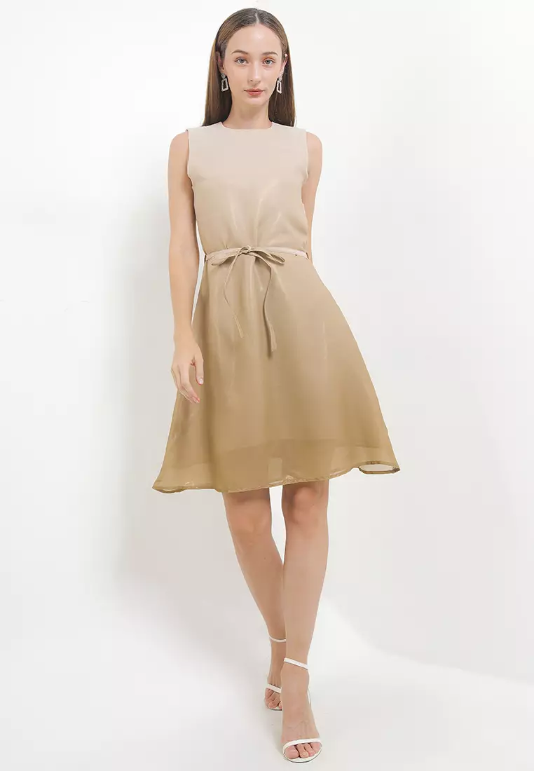 Alenia Dress In Beige Shades
