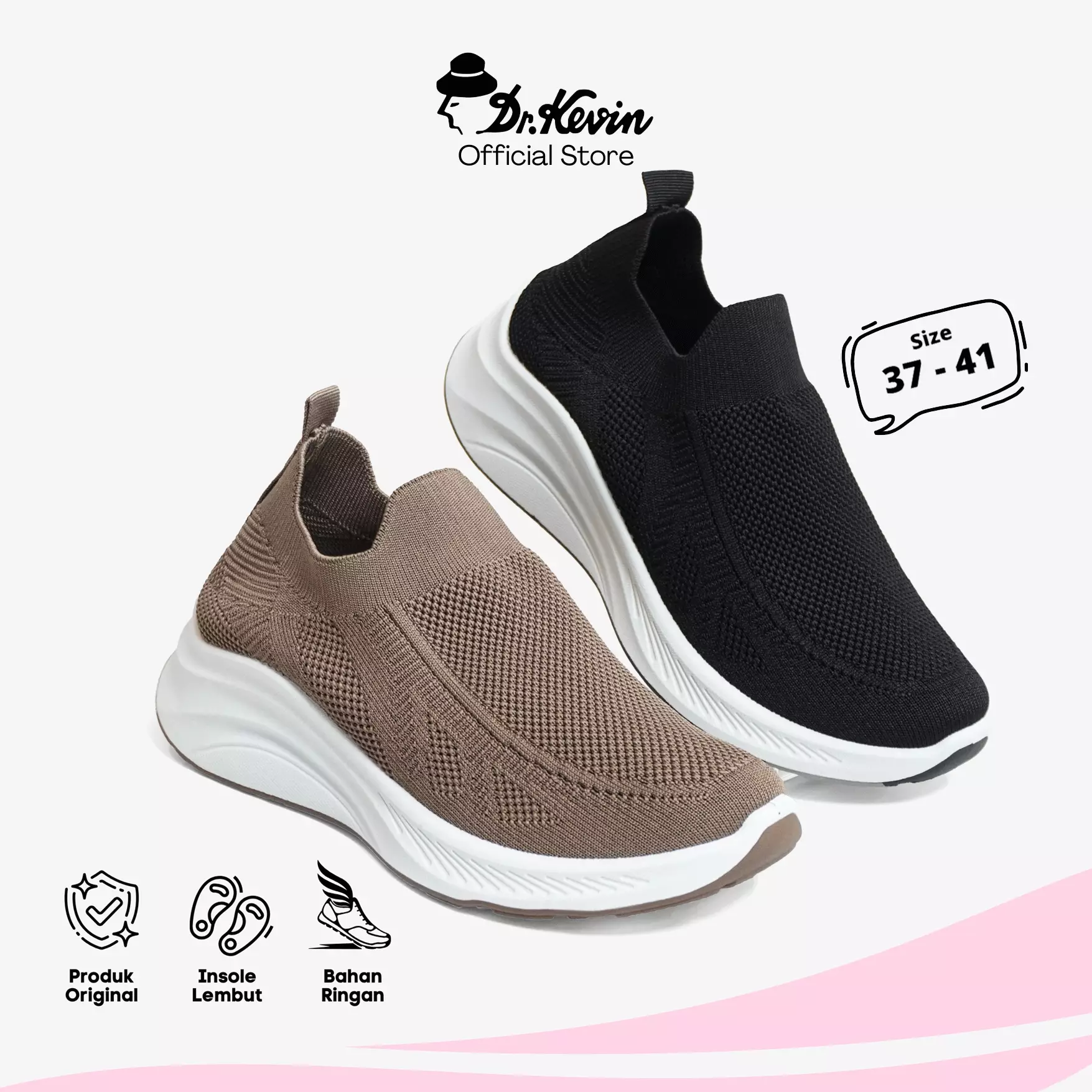 Dr. Kevin Sepatu Olahraga Sport Wanita Sneakers Rajut Sepatu Sekolah Slip On 589-107