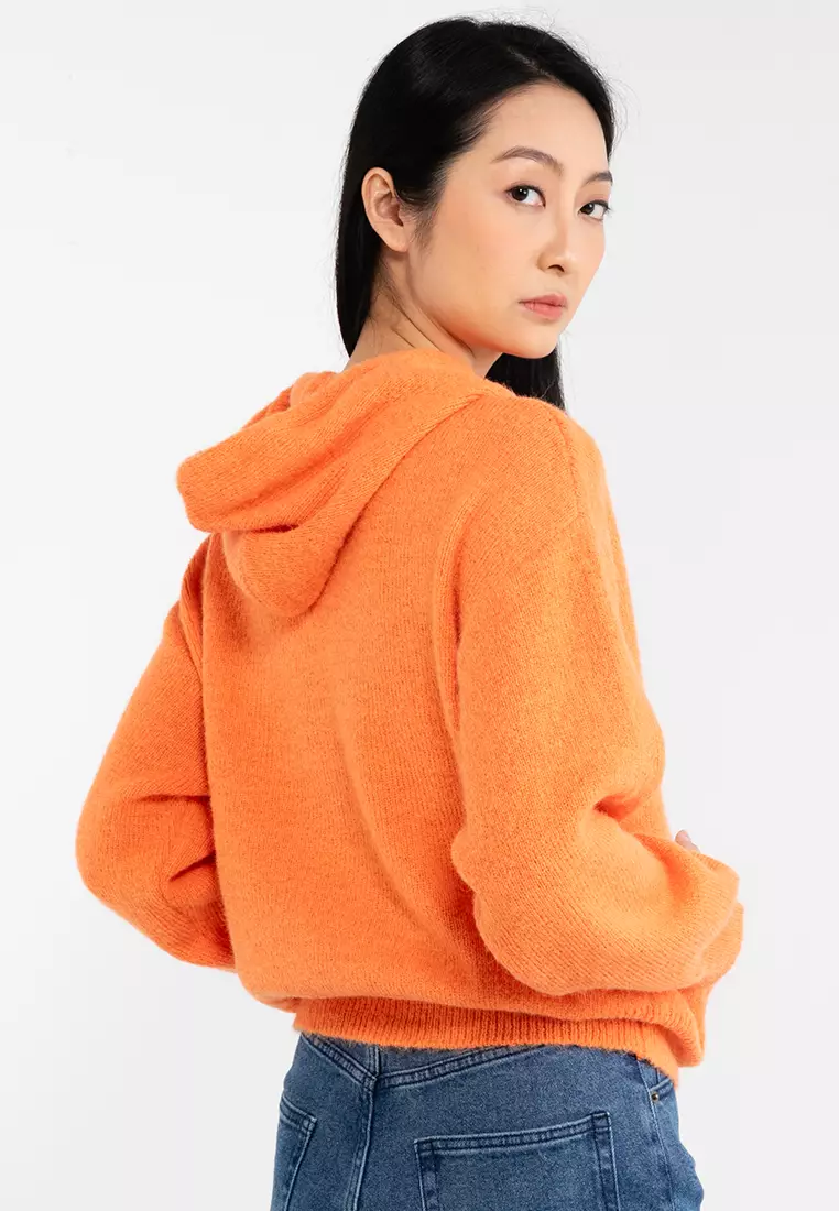 Faux Mohair Hooded Pullover