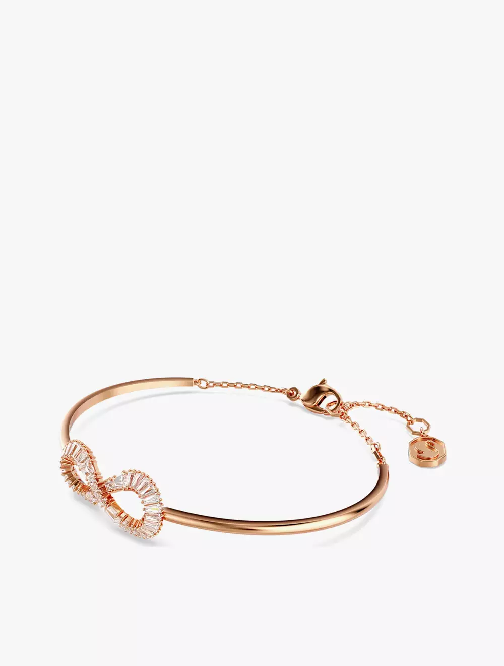 Hyperbola Bangle, Infinity, White, Rose Gold-Tone Plated - White