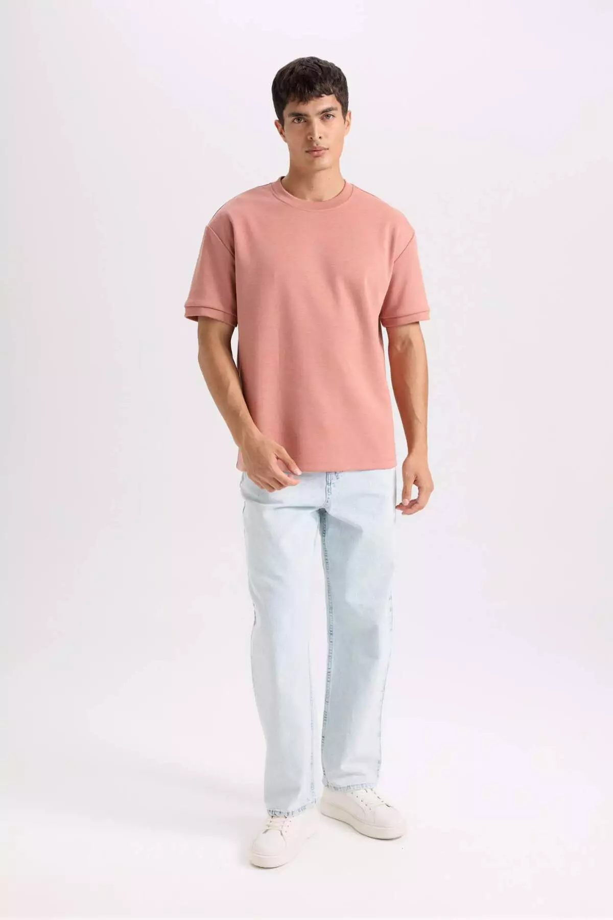 Oversize Wide Fit Crew Neck Basic Plain Short Sleeve Heavy Fabric T-Shirt B6494Ax25Sp