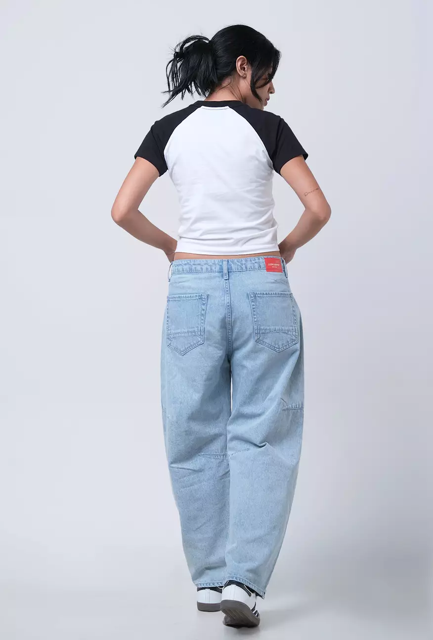 Celana Jeans Wanita Barrel Sora Light Blue