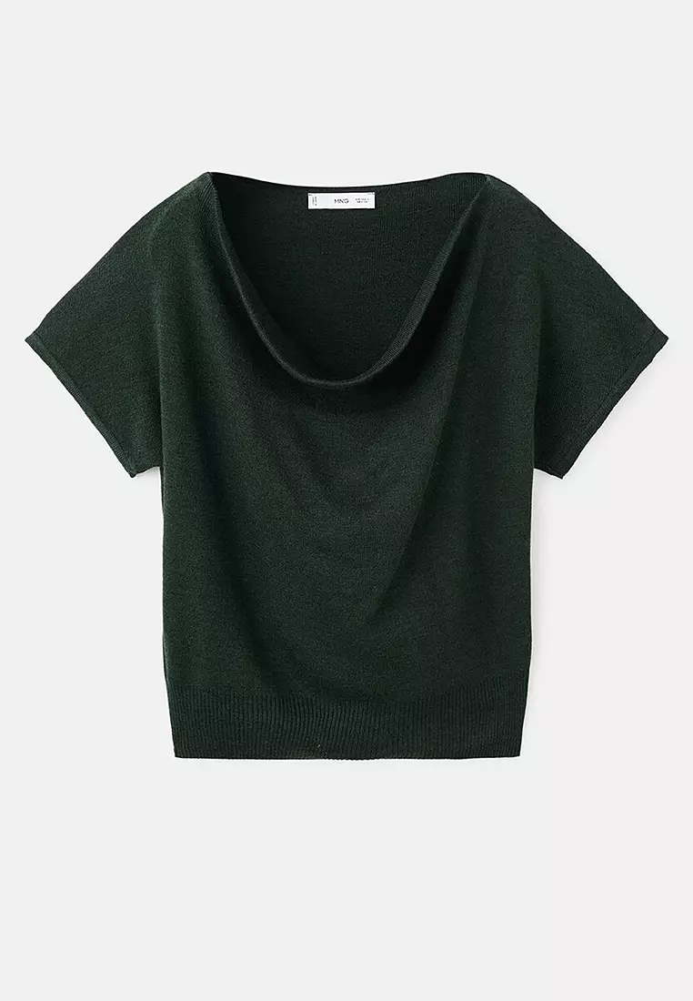 Short-Sleeved Top With Draped Neckline
