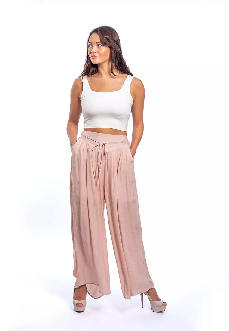 Myrna - Pull On Palazzo Pants - Dusty Pink