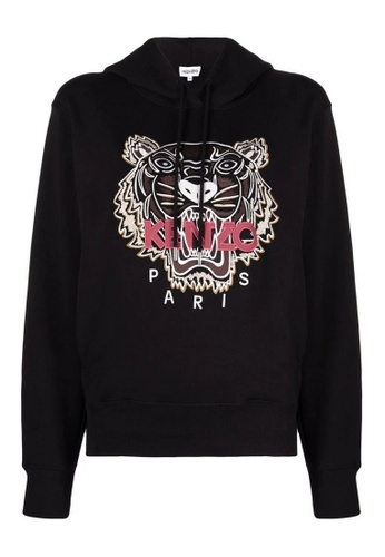 KENZO black Kenzo Tiger Embroidered Hoodie in Black E0842AAABF9E03GS_1