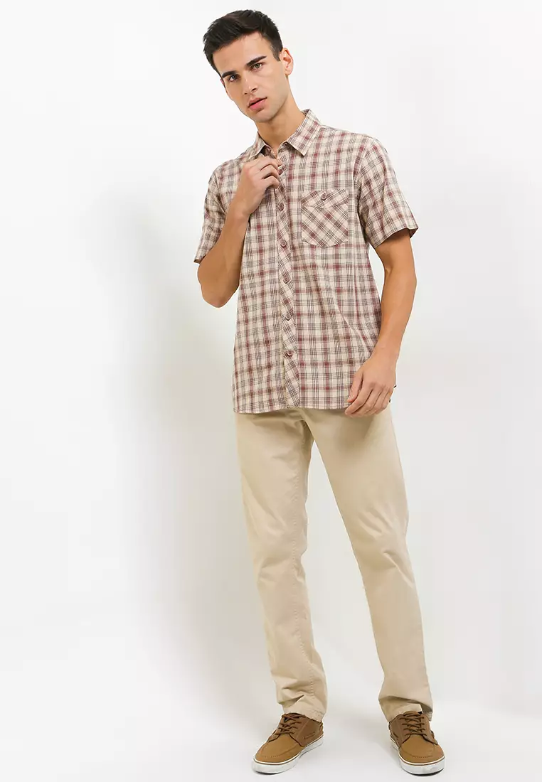 Kemeja Motif Kotak-kotak Lengan Pendek E019P21