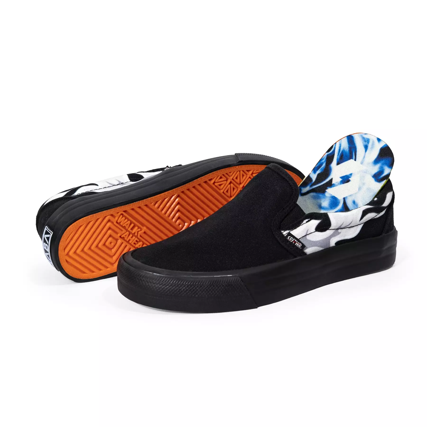 SABA Slip On White Flame All Black - Sepatu Sneakers Casual Pria Wanita