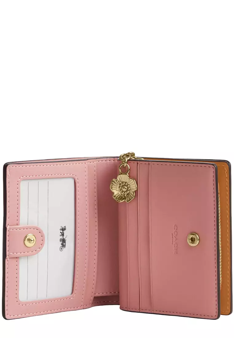Buy Coach Snap Wallet In Signature Canvas With Charm - Powder Pink