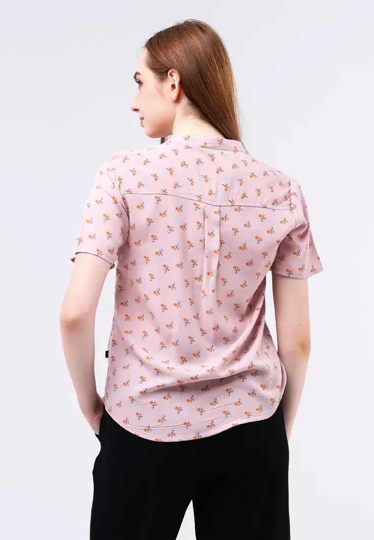 Woven Printed Rayon Short Sleeve Blouse