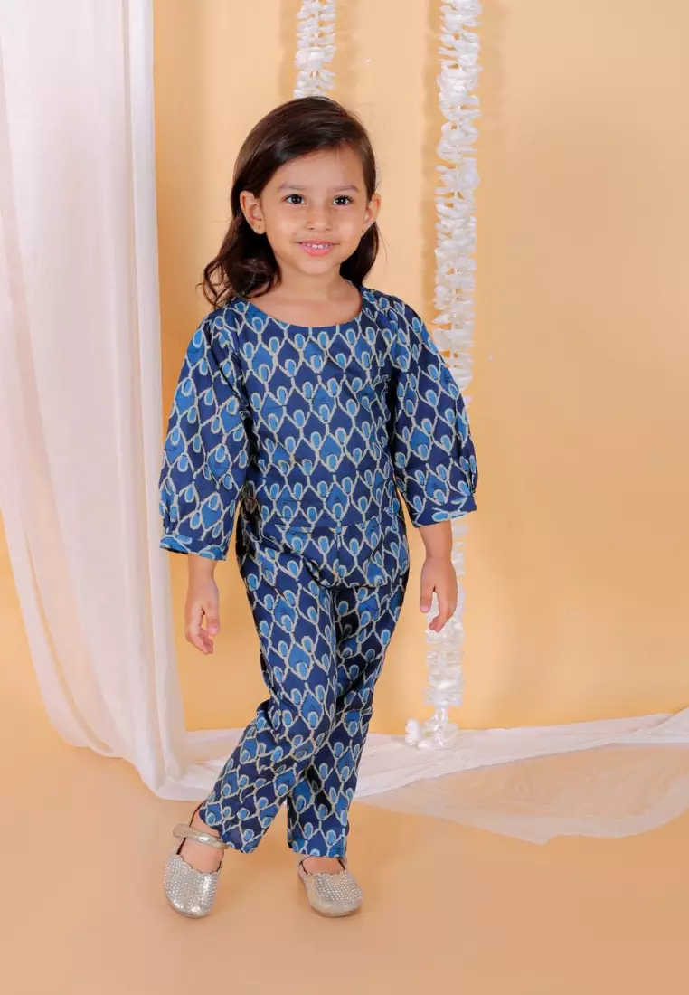 Indigo Floral Print Girls Co-Ord Set