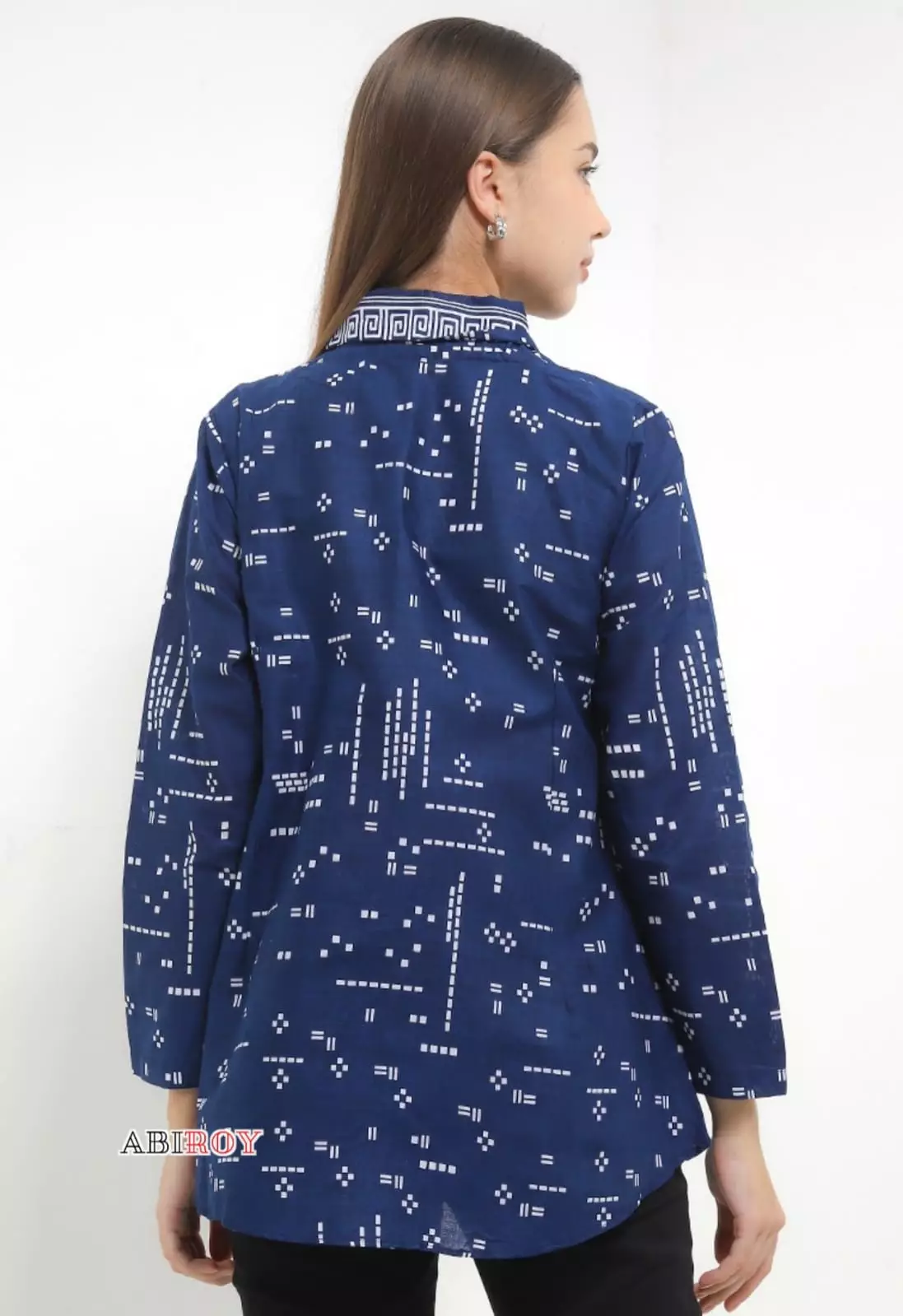 Blouse Batik Retashima Navy Premium Slimfit Elegant NLN
