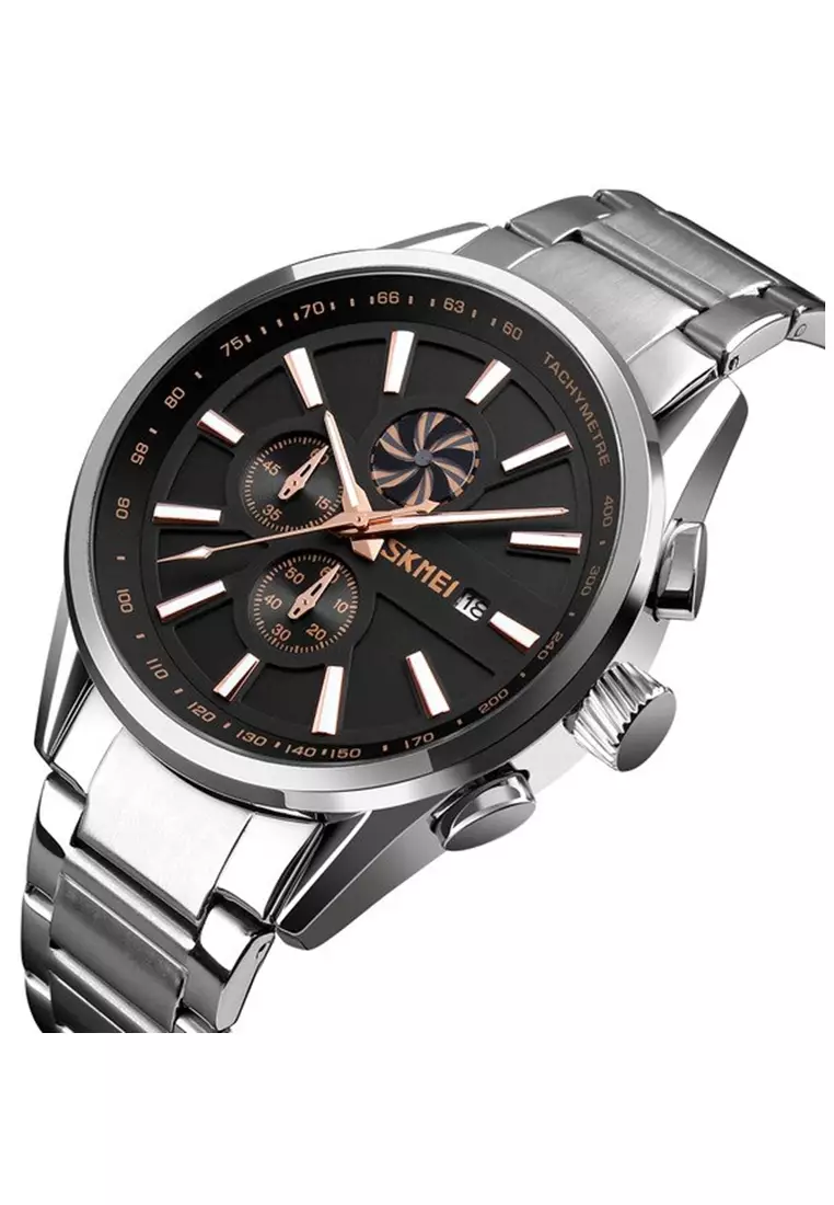 Jam Tangan Analog Pria Waterproof Minute Second Dial Calendar Design Sporty Berkualitas Strap Tali Material Stainless Steel PY12 ORIGINAL