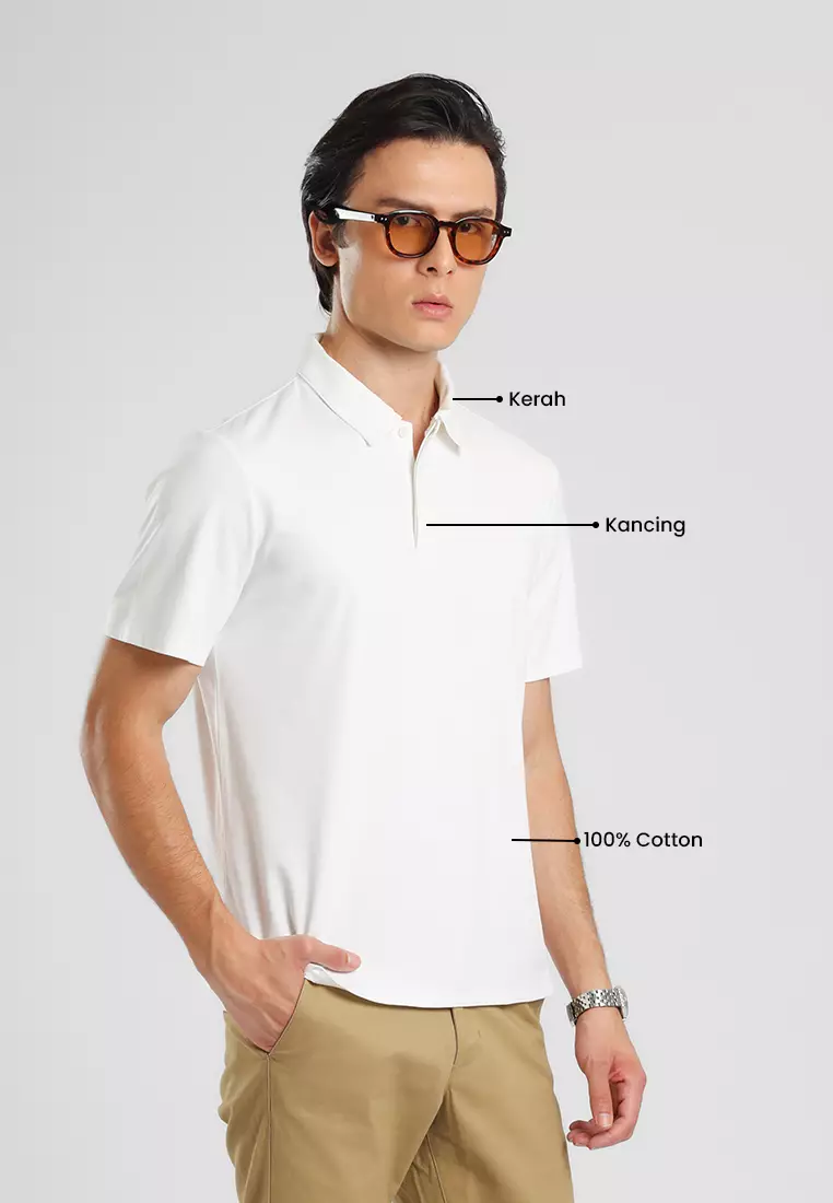 MANZONE - Polo Shirt Lengan Pendek Pria Otto 01 - White Warna White