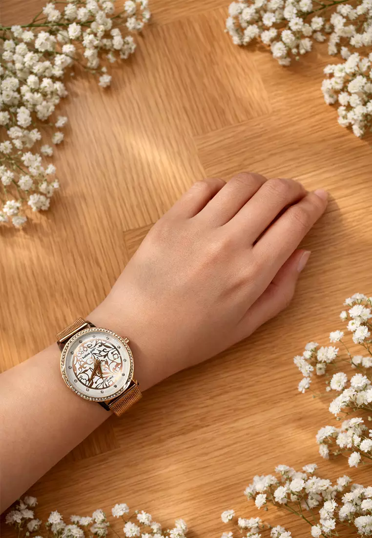 Elite Watch Embellished with Rhinestone - Rose Gold