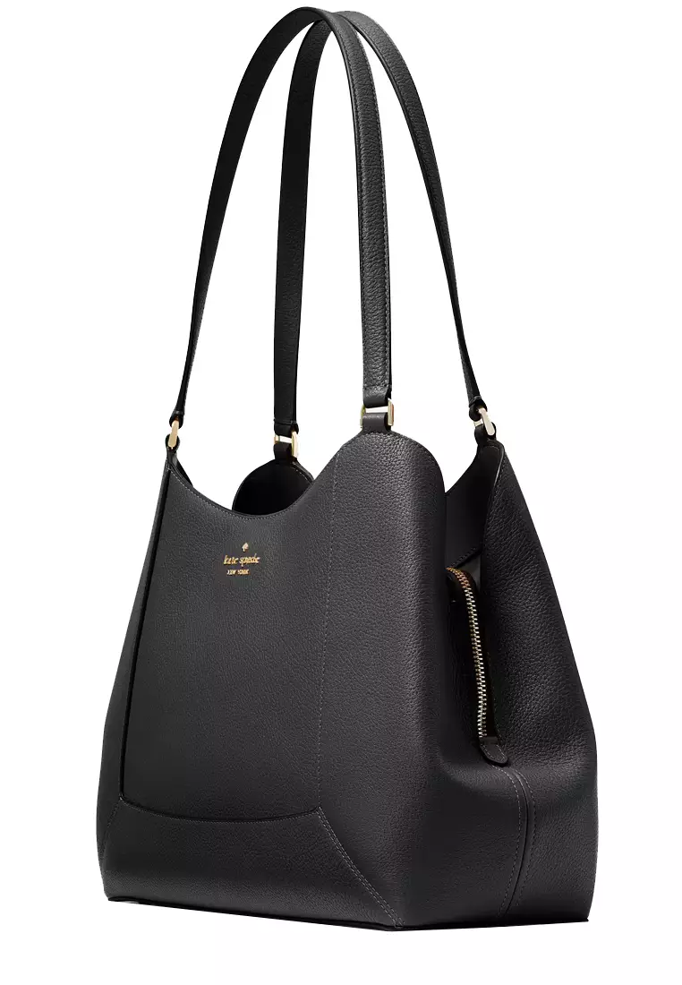 Lena Triple Compartment Shoulder Bag - Black KH435