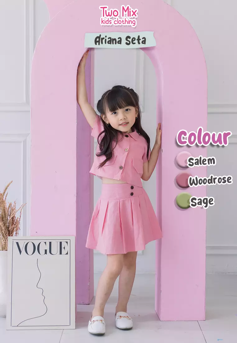 Two Mix - Setelan Baju Rok Anak 1-6 Tahun Anak Perempuan Lucu + Tanktop - Ariana Set 4370 Salem