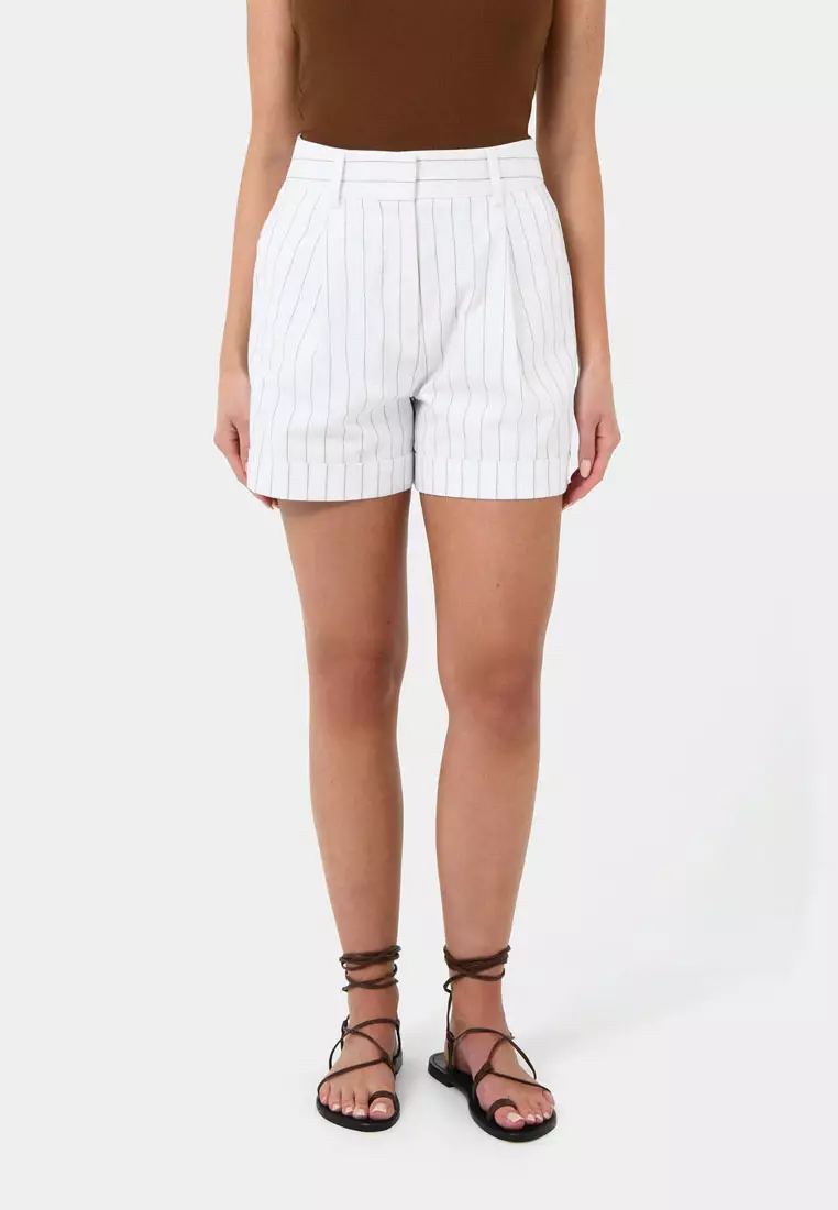 Ria Stripe Cotton Blend Shorts