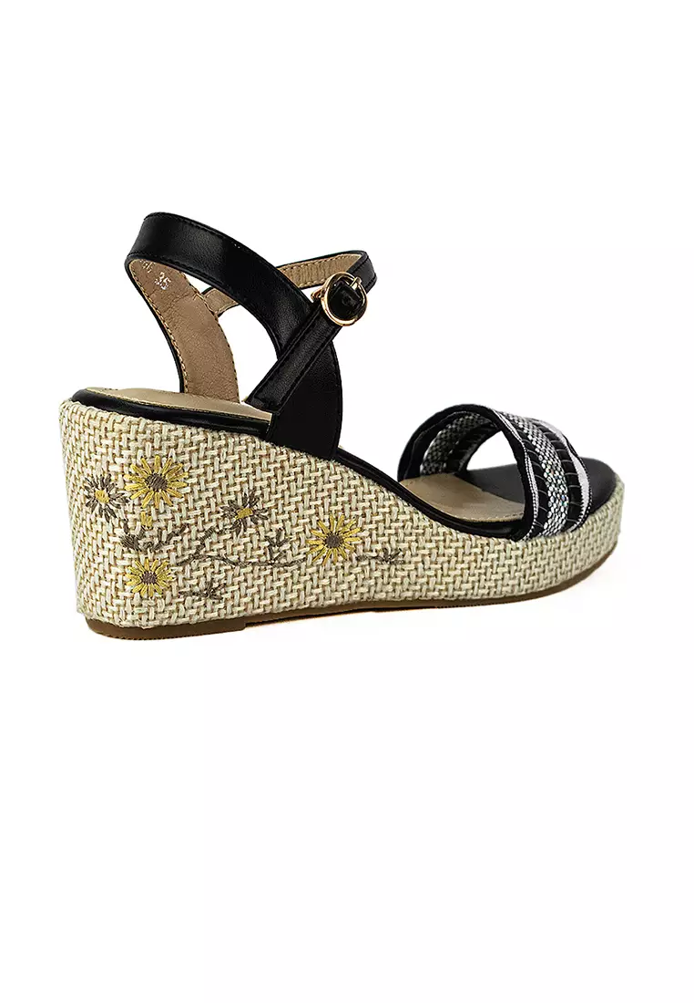 Women's Wedge Sandals LW 26366 Black C46