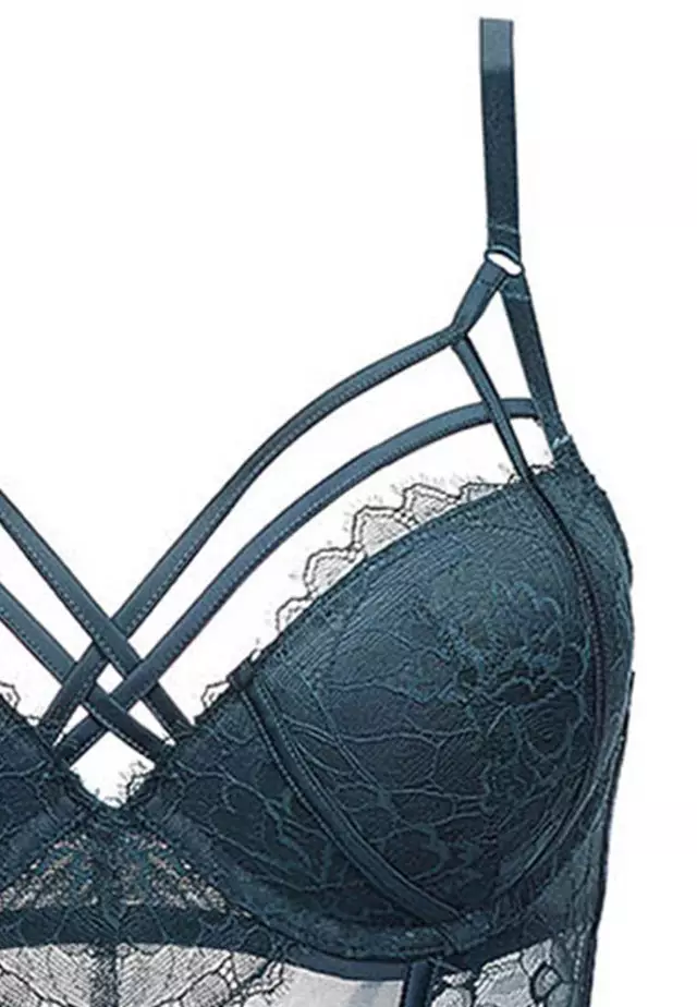 Lace Slim-Fit See-Through One-Piece Teddy with Bra CA123106GR