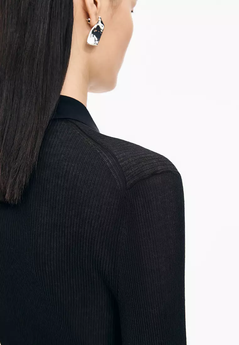 棉修身超薄款長袖套頭針織衫