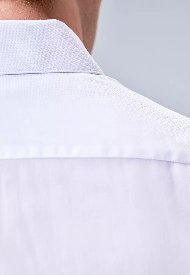White Texture Slim Fit Shirt