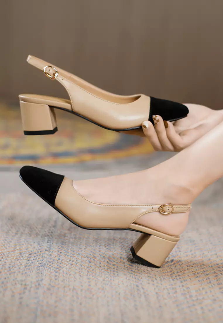 5CM Color Matching Synthetic Leather Slingback Heel TE215-10